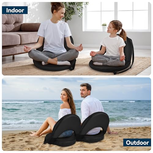 VSTKEN 2 Pack XXL Reclining Stadium Seats with Back Support, Portable Floor Chairs