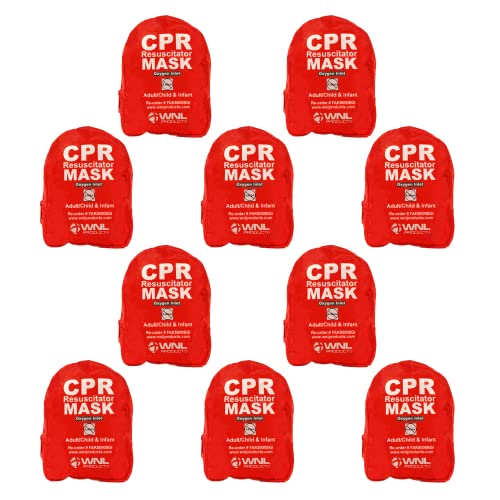 WNL Products 10-Pack CPR Rescue Masks with Soft Case for Adults & Infants
