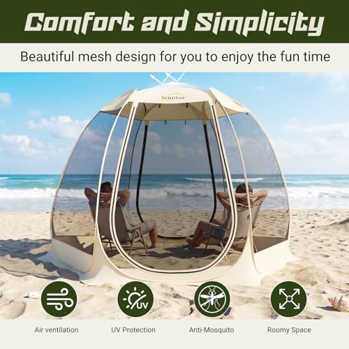 Lenotos 10x10 Ft Pop Up Screen House Tent with Mosquito Netting, Portable Gazebo for Camping