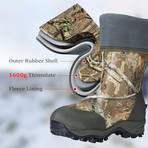 Hunthor Men’s Camo Hunting Boots - 1600g Insulation, -20°F Rated, Next Camo Variation