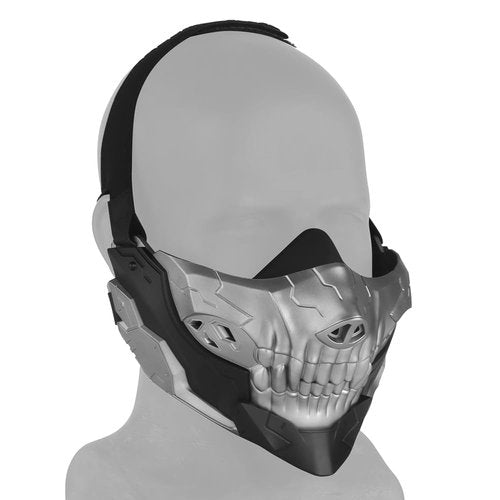 Tactical Airsoft Half Face Masks, Rebel Skull Airsoft Half Face Mask Airsoft Protective Masks for Cs War Game Halloween Party (Black/Silver)