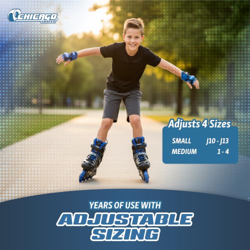 Kids Blue Inline Roller Skates with Protective Gear Set - Adjustable, Indoor & Outdoor