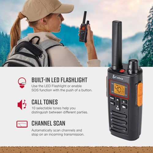 CBRA RX380 Walkie Talkies 2-Pack - Pre-Programmed, Weather-Resistant, 40 Channels