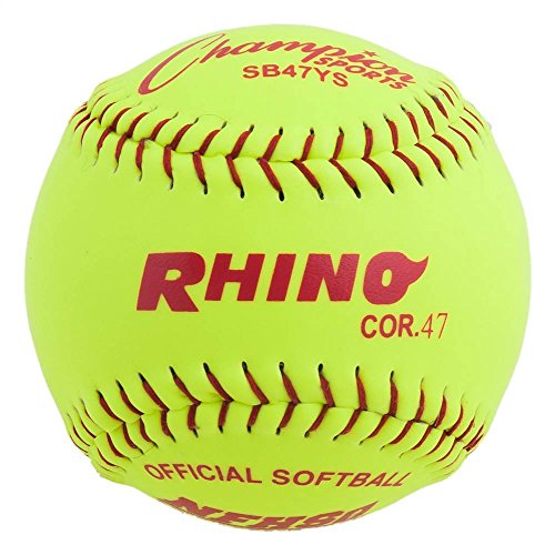 Syntex Leather Poly Core Softballs - Pack of 12, 12 Inch Yellow NFHS Approved