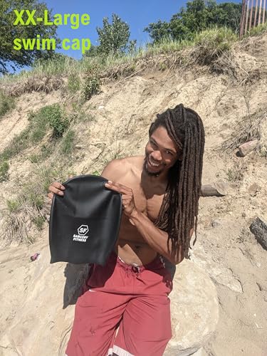 X-Large Swim Cap for Dreadlocks & Braids - Black | Thick Hair Protection