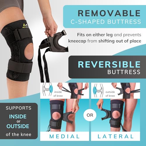 Large Knee Brace with Patellar Stabilizer for Dislocation Support - Lateral & Medial Straps