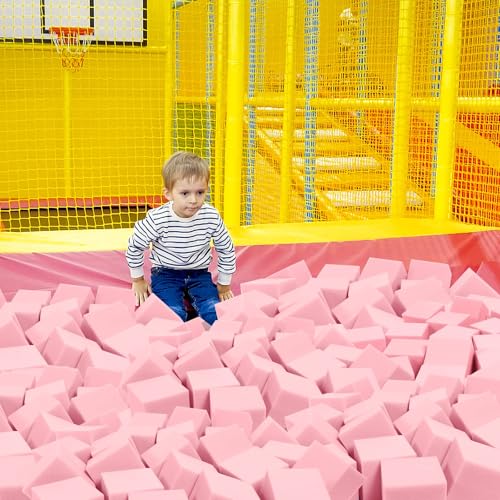 Gymnastics Foam Pit Cubes 24 Pack - Pink 5 Inch Foam Blocks for Trampolines & Sports