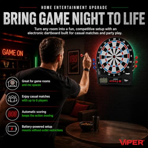 Electronic Soft Tip Dart Board 15.5-Inch with 32 Games for Adults