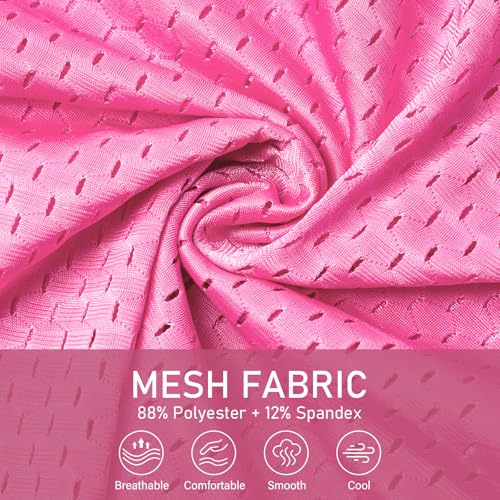Mens Mesh Workout Shorts Large Rose Red 3 Inch Inseam Athletic Running with Pockets
