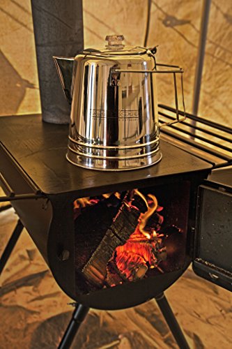 Camp Chef Alpine CS14 Heavy Duty Cylinder Wood Stove with Flat Surface & Chimney System - Portable Outdoor Camping Stove