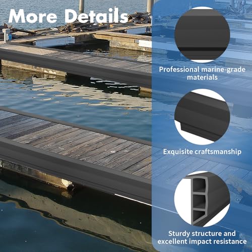 Nalwort Dock Bumpers 16 Feet Full Protection Marine-Grade Boat Dock Fenders - Black / 16 Feet