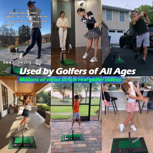 Real Swing 300 Golf Swing & Hitting Trainer - Adjustable Impact & Trajectory Check