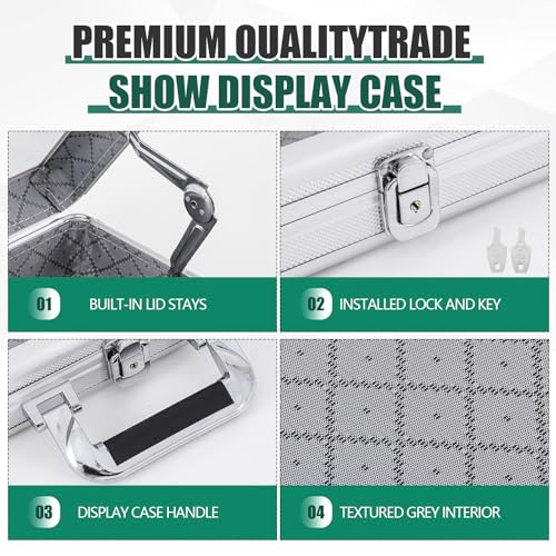 Silver 24x20 Inch Portable Aluminum Sports Card Display Case with Locks