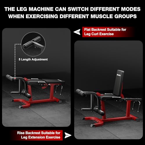 JELENS Black Adjustable Leg Extension and Curl Machine for Home Gym