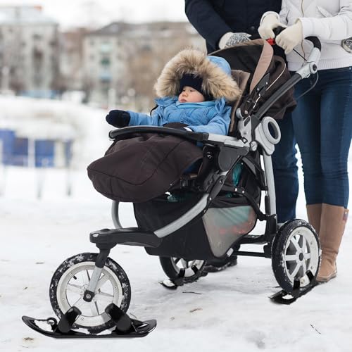 Arrowbash Baby Stroller Snow Skis Set of 4 - Winter Sledge Attachment for Kids & Toddler