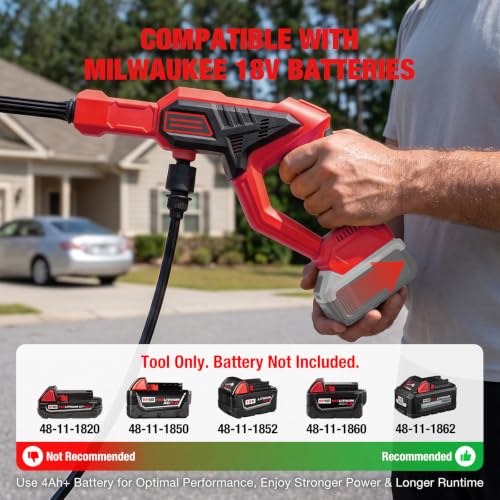 Red Cordless Portable Washer for Milwaukee 18V Battery 1100PSI Handheld Cleaner - SXBSXB