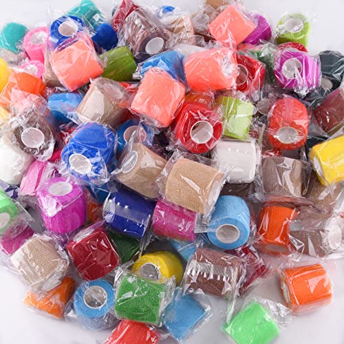 Multicolor 2 Inch Self-Adherent Elastic Bandage Wrap - 144 Rolls for First Aid & Sports