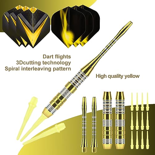 Yellow Soft Tip Darts Set with Aluminum Shafts and Flights - Professional Dart Accessories