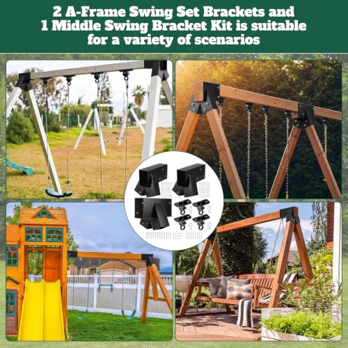 Duraaamo Heavy Duty Swing Set Bracket Kit Black - DIY Backyard Playground Hardware