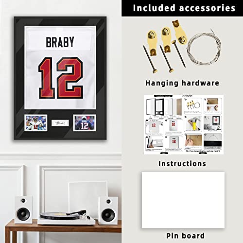 CCDCC Aluminum Jersey Display Frame 2 Pack - Sports Shirt Wall Mount, Protective Plexiglass, Fits Football Baseball Basketball Soccer Hockey