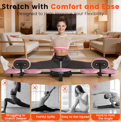 Extended Leg Stretcher for Flexibility & Splits Training - 36.2 Inch, Pink, Adjustable