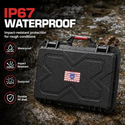 Kinghardcase Pistol Gun Case for Multiple Handguns & Magazines - Ink Black