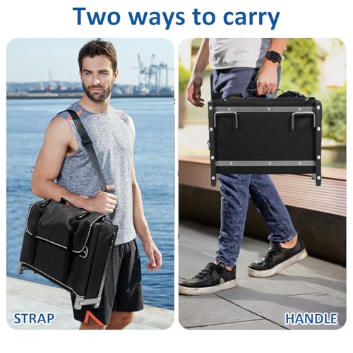 SAILARY 2 Pack Portable Folding Stadium Chairs with Back Support, Black