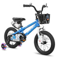 Kids Bike 12-20 Inch with Light-Up Training Wheels, Basket & Water Bottle — Blue 14 Inch Variation