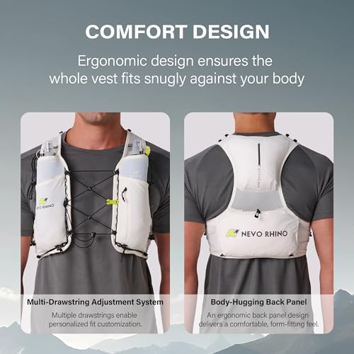 N NEVO RHINO White Medium Hydration Running Vest with 2 TPU 500ml Soft Flasks