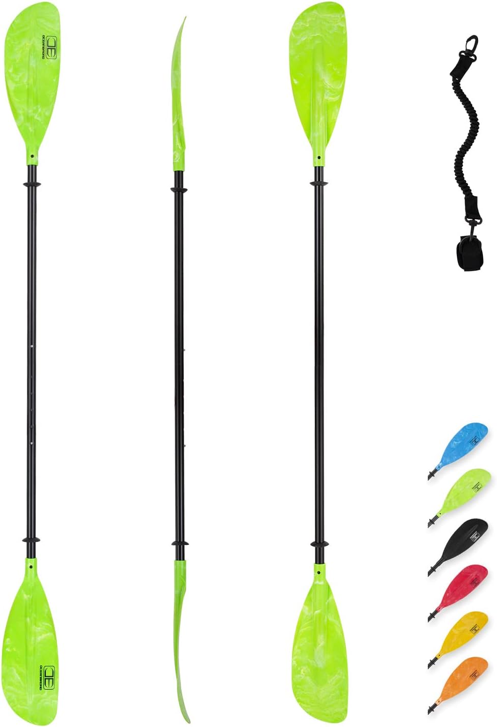 OCEANBROAD Adjustable Kayak Paddle - 86in to 94in | Lightweight Canoeing Oar with Paddle Leash