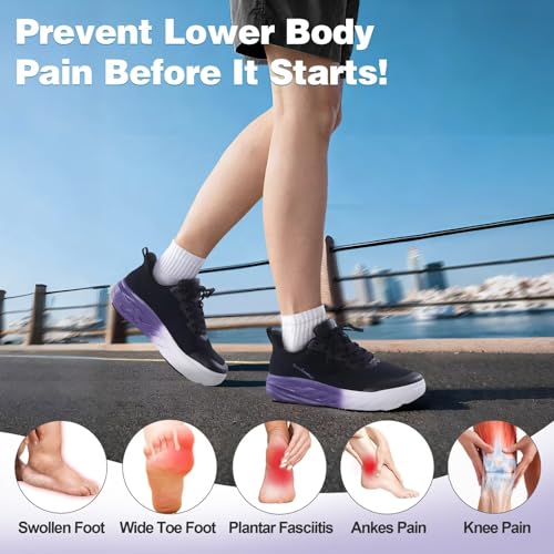 OrthoComfoot Women's Wide Orthopedic Diabetic Running Shoes 8.5K6 Black Purple