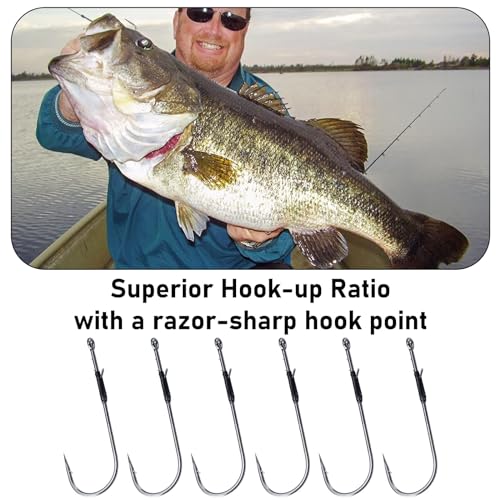 30 Pack Heavy Cover Worm Hooks - Flipping, Drop Shot & Neko Rig Fishing Hooks