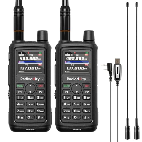 Radioddity GM-30 Plus GMRS Walkie-Talkie 1000 Channels GPS Tracking 2 Pack + 2x15.5" Antennas & Cables