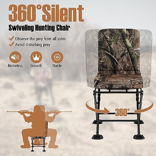 Goplus Camouflage Hunting Chair with 360° Swivel & All-Terrain Duck Feet, Foldable & Comfortable Seat, 330LBS Capacity