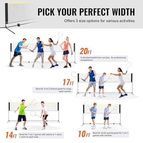 VEVOR 10ft Adjustable Badminton Net for Kids & Indoor Outdoor Play