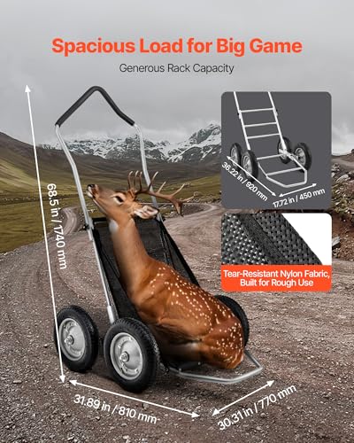 VEVOR 500lbs Heavy-Duty Aluminum Game Cart with 4-Wheel All-Terrain Folding Design