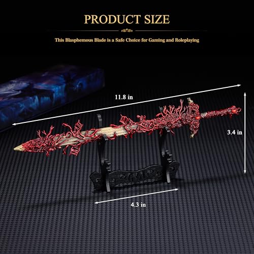 11.8 Inch Metal Fantasy Sword Replica with Stand for Collectors and Gaming Display
