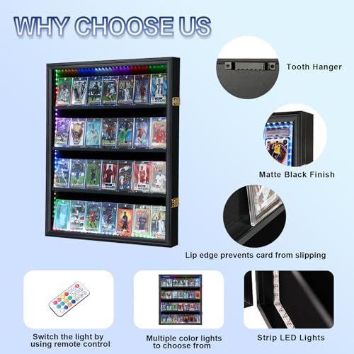 24-Card LED Trading Card Display Frame with Wooden Case - Black Variation