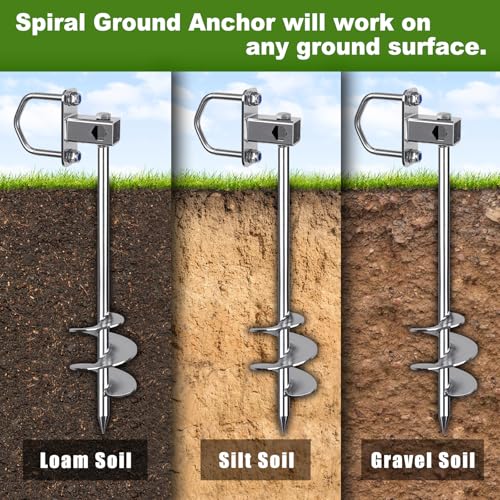 Silver Ground Anchors 24 Inch 6 Pack - Heavy Duty Earth Stakes for Shed & Swing Set
