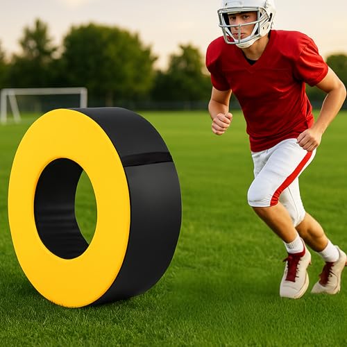 Yellow Football Tackle Wheel with Round Seat Pad - Youth & Adult Practice Equipment 28x8"