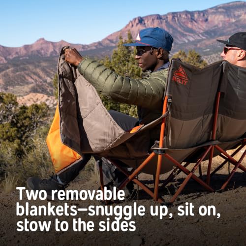 Kelty Beluga Low Loveseat Camping Chair with 2 Removable Blankets, Insulated Drink Holders, Foldable Storage