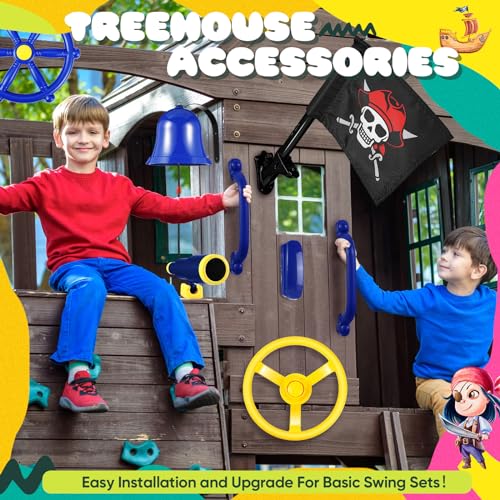 Pirate Playground Accessories Set - Blue - Swing, Steering Wheel, Telescope, Flag