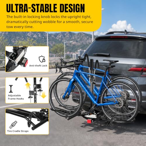 MaxxHaul 2-Bike Platform Hitch Rack for SUV, Van & Truck – Adjustable Tire Cradles