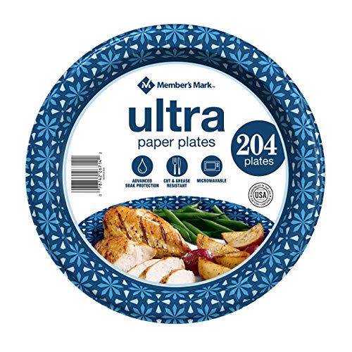 Ultra Dinner Paper Plates 10 Inch Pack of 204 - Microwavable & Grease-Resistant