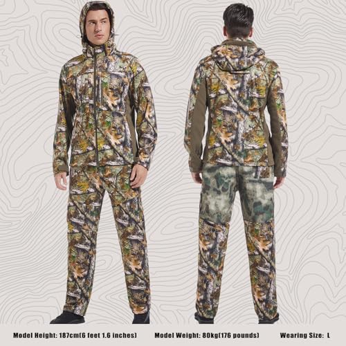 Water-Resistant Silent Hunting Jacket & Pants Set - Large Tree Camo