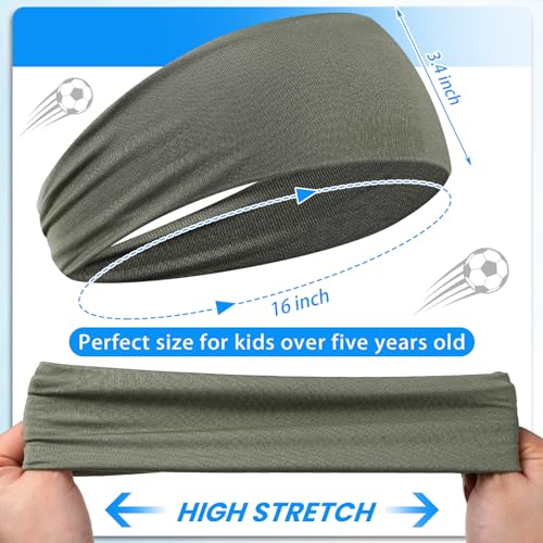 Vigorous Style Kids Athletic Sweatbands Headbands - 8 Pack, Breathable & Sweat-Wicking