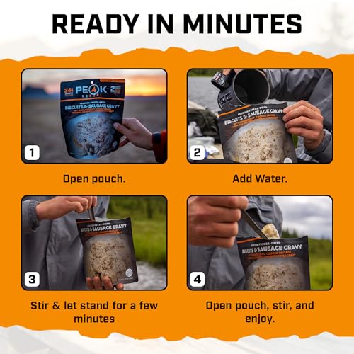 Freeze-Dried Breakfast Meal - Biscuits and Sausage Gravy 6-Pack - High Protein, Easy Prep