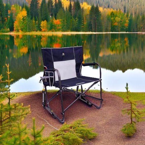 GCI Outdoor Freestyle Rocker Camping Chair - Portable Folding Design with Side Table & Comfortable Backrest - Heathered Indigo