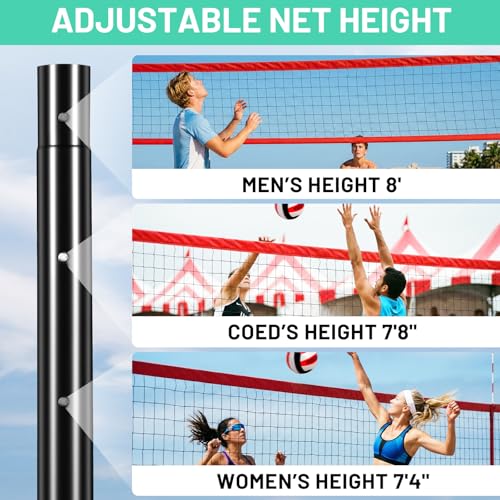 32FT Portable Volleyball Net Set with Anti-Sag Winch - Outdoor Play Equipment