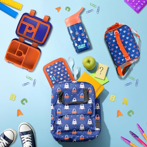 Kids Water Bottle with Straw 15 oz - Robo Design, Durable & Leak-Proof